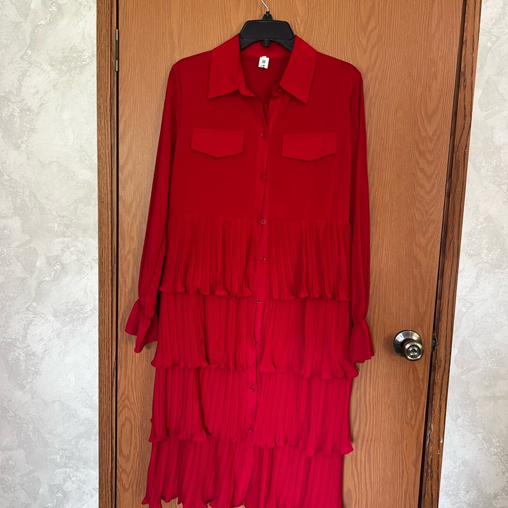 Elegant Red Tiered Dress